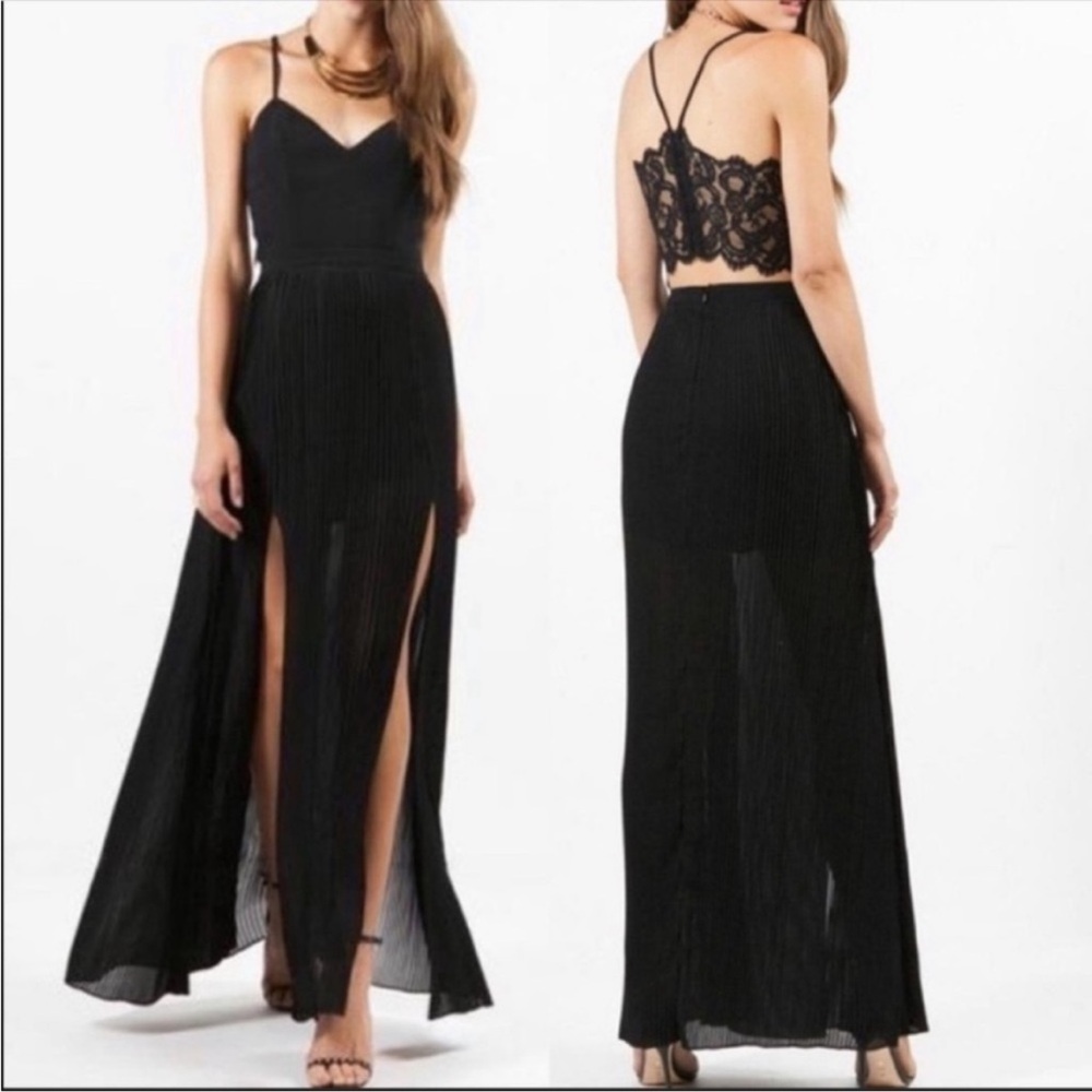 Lovers + Friends‎ Candlelight Maxi Dress Black Lace Sz Small HOCO Sexy Glam